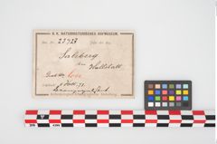 Etikett zu Bronzeschaftlappenbeil (NHMW-PRAE-023723)